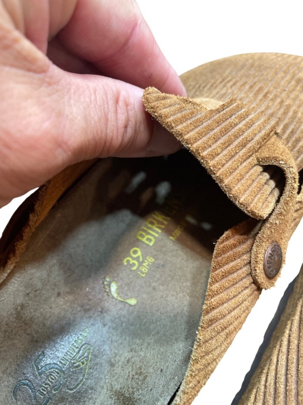 Birkenstock Boston brown suede cordoroy clogs sandals sz 38/8.5 US SKU 10-392 - Picture 7 of 14